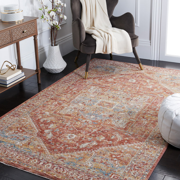 Bungalow Rose Oriental Area Rug in Rust Wayfair